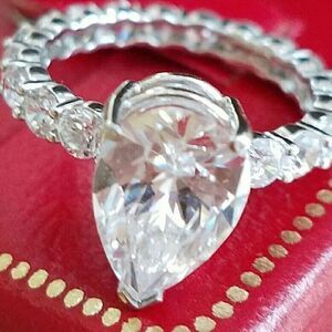 14k Solid Real white gold Engagement ring